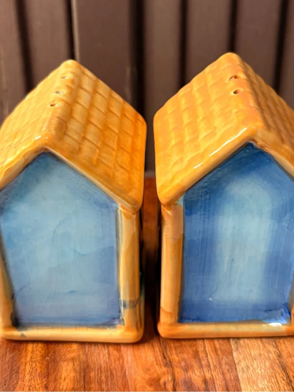 Vintage Ceramic Hand Painted Birdhouse Salt and Pepper Shakers Cottagecore